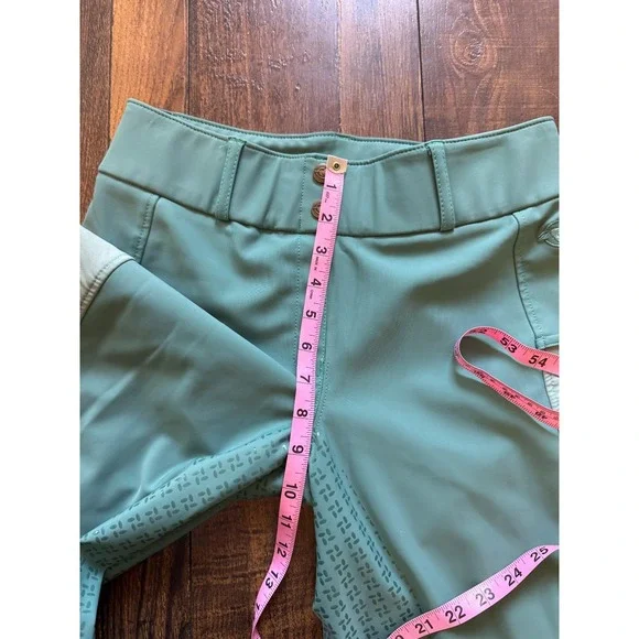Piper by SmartPak Breeches Equestrian Riding Pants Women Medium Green Knee Patch - Picture 7 of 9